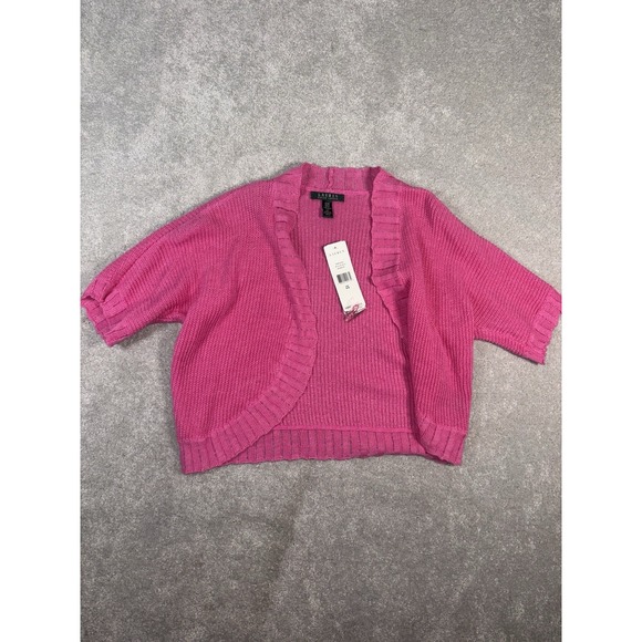 Lauren Ralph Lauren Sweater Womens S/M Pink Linen Cotton Shrug Crop Cardigan - Picture 4 of 9